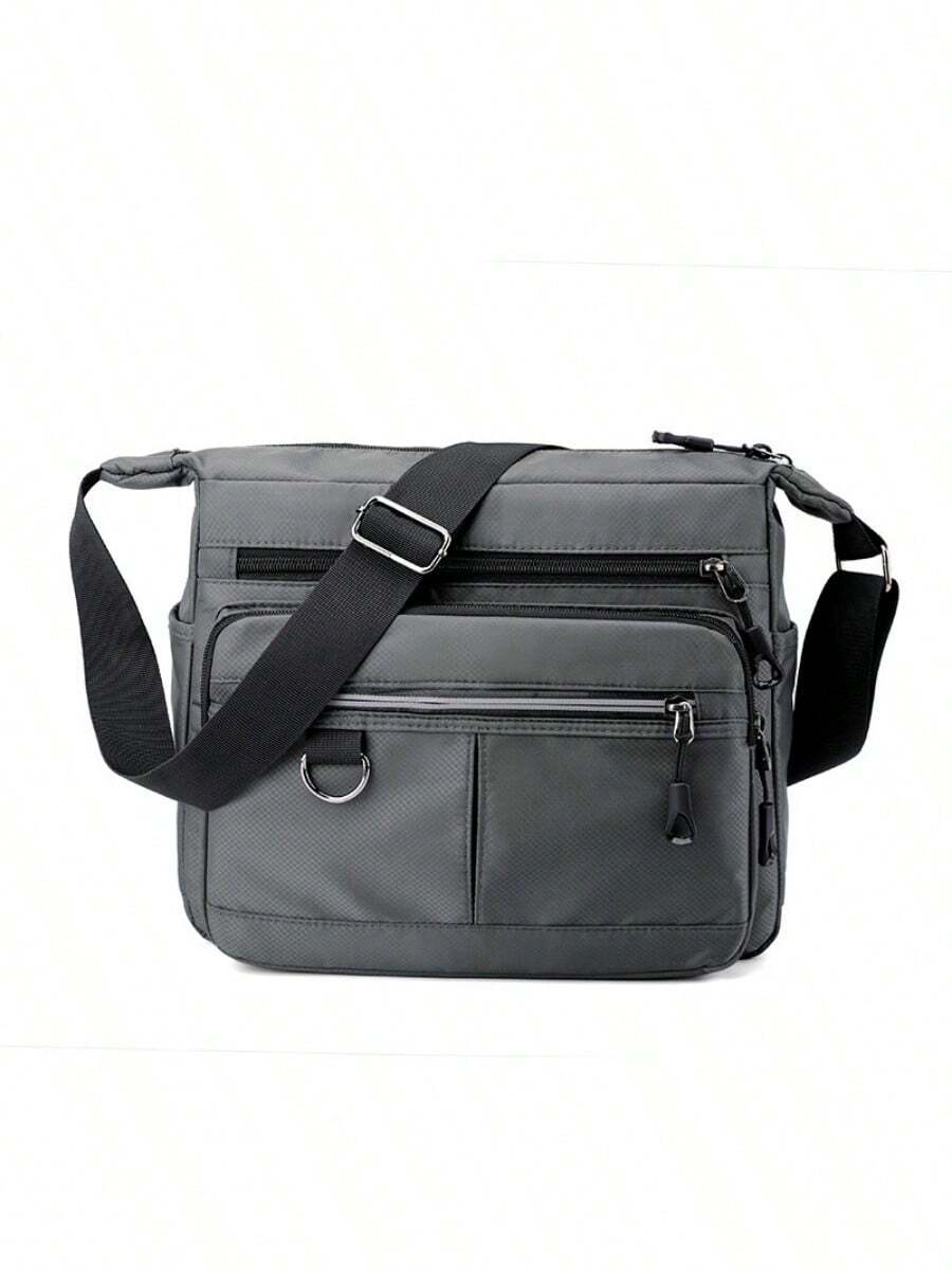 Large Capacity Crossbody Bag Waterproof Messenger Bag Nylon Men's Shoulder Bag - Grey - View 1
