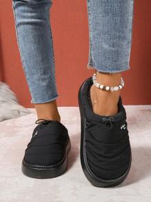 2025冬季短毛绒保暖防滑家居拖鞋 - 黑色 - 查看 3