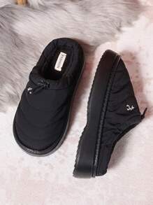 2025冬季短毛绒保暖防滑家居拖鞋 - 黑色 - 查看 5