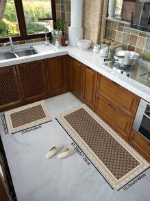 1 块复古三叶草图案厨房地垫，防滑、防污，适用于房间装饰、客厅、浴室、卧室地毯、门垫、区域地毯和户外地毯，采用涤纶纤维材料制成，易于清洁和机洗，适合所有季节和节假日。