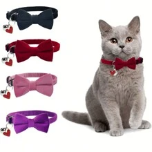 Valentine's Day Pet Collar - Adjustable Cat Dog Collar With Detachable Bow Tie, Bell And Heart Design, Soft Plush Anti-Choke Buckle, Suitable For Medium And Small Pets, Unique And Attractive Valentine's Day Elements