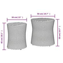 Beige Poly Rattan Garden Side Tables Set Of 2 With Wooden Top For Outdoor Patio Furniture - Beige - View 10