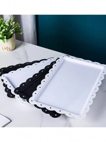 1/2/4/6pcs Plastic Rectangular & Heart Shaped Hollow Display Tray, Suitable For Cupcakes, Donuts, Macarons, Party, Birthday, Wedding, Afternoon Tea