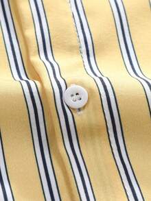 Men's Casual Striped Short Sleeve Shirt, Spring/Summer - Yellow - View 5