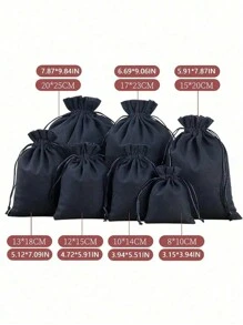 Sac à cordon en canevas, sac de rangement à cordon en lin, sac de rangement pour emballage de cadeaux de bijoux, petit sac en tissu pour jouets, sac pratique à cordon et ouverture, fournitures de rangement, décoration pour la Saint-Valentin et le mariage - Multicolore - Voir 2