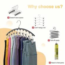 Space-Saving Legging Organizer With 10 Clips - Metal Yoga Pants Hanger, Holds 10 Pairs, Rubber Coated For Closet Storage, Black