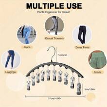 Space-Saving Legging Organizer With 10 Clips - Metal Yoga Pants Hanger, Holds 10 Pairs, Rubber Coated For Closet Storage, Black