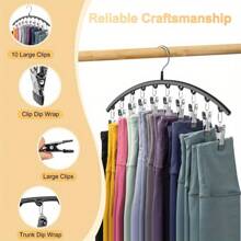 Space-Saving Legging Organizer With 10 Clips - Metal Yoga Pants Hanger, Holds 10 Pairs, Rubber Coated For Closet Storage, Black