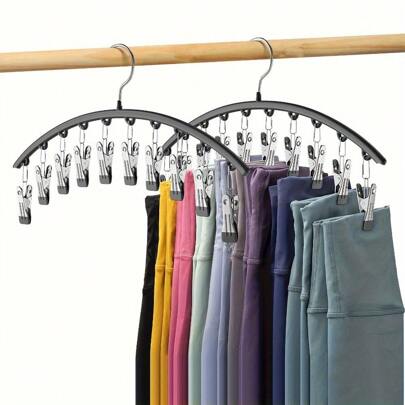 Space-Saving Legging Organizer With 10 Clips - Metal Yoga Pants Hanger, Holds 10 Pairs, Rubber Coated For Closet Storage, Black,Use For Thin Leggings,Thin Jeans,Thin Casual Trousers,Thin Dress Pants,Shorts
