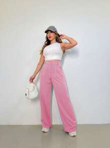 MO WOMEN'S FASHION - 3271, WOMEN'S TAILORED PANTS, HIGH WAIST, PANTALON, ELEGANT, CASUAL, EVERYDAY, WORK, SUPER CASUAL. - Hồng - Xem 3