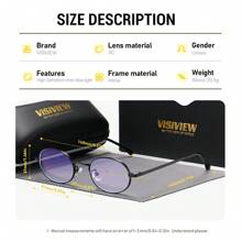 VISIVIEW 1 件装男女通用复古椭圆全框眼镜，平光镜片 - 彩色 - 查看 2