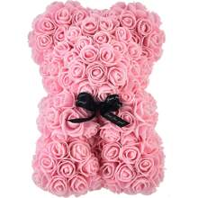 Mother's Day Rose Bear - Rose Teddy Bear Gift For Mom10 Inch Teddy Flower Bear - Over Artificial Flowers - Valentine's Day, Anniversary & Bridal Showers Clear Gift For Women Gifts Birthday Graduation