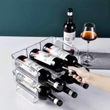 1 szt. 3 kratka może być układana w stosy lodówka czerwone wino wino whisky wódka brandy przezroczysty stojak do przechowywania, darmowe dziurkowanie może być układany w stos szklany stojak wystawowy