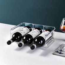 1 szt. 3 kratka może być układana w stosy lodówka czerwone wino wino whisky wódka brandy przezroczysty stojak do przechowywania, darmowe dziurkowanie może być układany w stos szklany stojak wystawowy