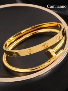 Camhanno 1PC Fresh And Simple Style Stainless Steel Bracelet, Suitable For Daily Wear, Birthday Party Jewelry, Christmas And Valentine's Day Gifts