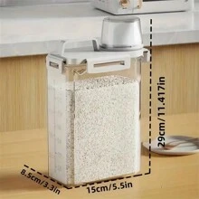 带盖密封食品储存容器 - 防漏、防潮厨房储存盒，适用于谷物、坚果、面粉和大米 - 耐用 PE 材料