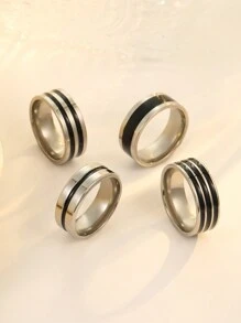 1pc Custom Ring With Inner Hole Can Be Engraved. Solid Color, Simple And Elegant. Fashionable Ring With English And Numeric Design. Fashionable. Suitable For Daily Wear Or As A Gift For Thanksgiving, Christmas, Halloween.