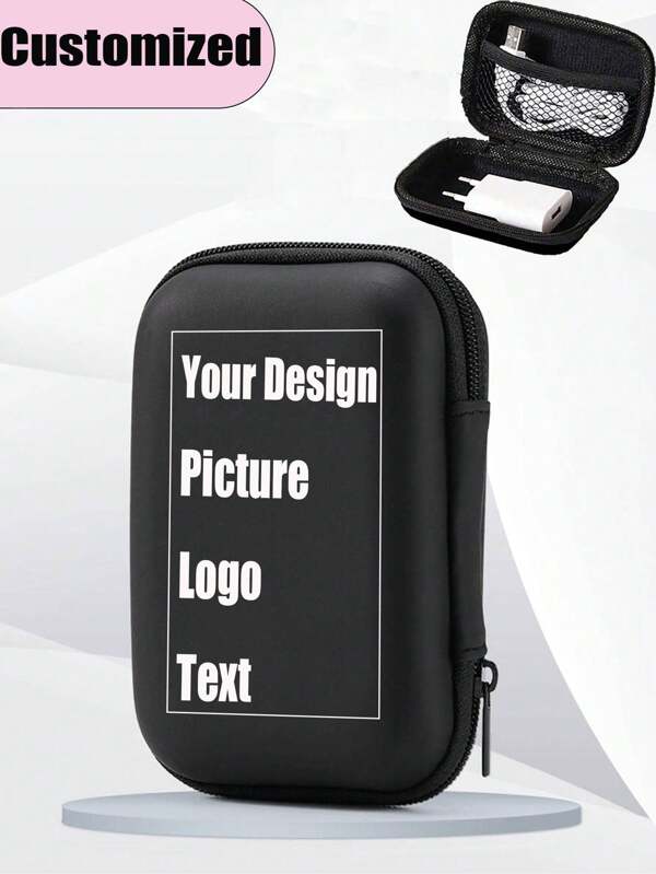 Kundenspezifische tragbare Mini-Aufbewahrungstasche, personalisierte Organizer-Tasche für Handy-Ladekabel, USB-Ladegerät-Kopfhörer-Organizer, modischer einfarbiger EVA-Materialaufbewahrungsbeutel mit Buchstaben dekoriert, universell für Männer und Frauen zum Aufbewahren von Kopfhörern, Powerbanks und Datenkabeln, geeignet als Valentinstags-Geschenk, Ladegerät-Tasche, Reisen, Schule, College, Büro, Boho-Vibes