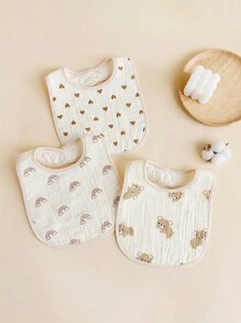 Bavoirs bébé, bavoirs en gaze en forme de U, bavoirs en mousseline respirants et absorbants