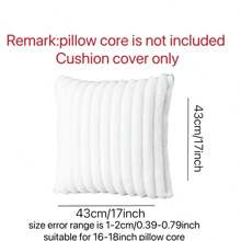 1 Pack 2pcs Striped Plush Pillow Cover, Modern Faux Fur Square Soft Fluffy Cushion Cover, Suitable For Living Room, Sofa, Bedside, Home Use - White - View 3