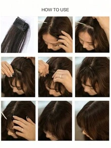 Clip In Bangs Black Centre Parting Bangs Hairpiece Synthetic Fake Wig Piece Bangs Hairpiece Clip In Hair Extensions For Women Girls Heat Resistant Suitable For Daily Wear Cosplay Music Festivals Parties Holidays - Black - View 6