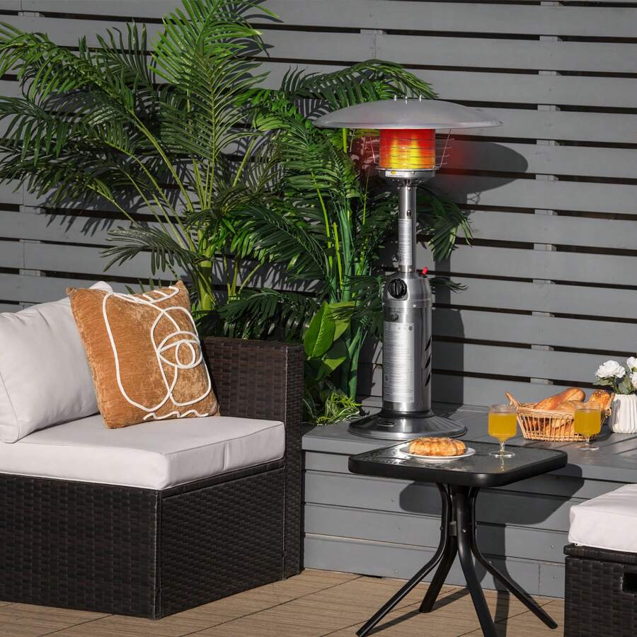 Lifezeal Patio Heater 11,000BTU Portable Tabletop Stainless Steel Standing Propane Heater - Silver - View 1