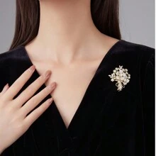 1 pieza Broche de árbol del dinero de diseño elegante y de moda, accesorio de ropa de mujer con incrustaciones de circonita cúbica