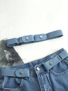 1 件男女可调节无扣弹性隐形腰带，适用于牛仔裤、裤子、连衣裙腰带，男女通用可调节快速释放腰带隐形腰部易穿短款收腰带