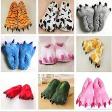 Winter Soft Warm Monster Dinosaur Paw Funny Slippers For Men Women Kids Parent-Child Home House Slipper Shoes Room Cotton Shoes - Yellow - View 7