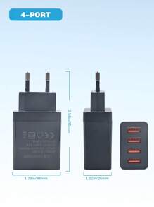 Caricatore USB a 4 porte con spina europea, adattatore di ricarica rapida a 3.1A compatibile con tutti gli smartphone, tablet, fotocamere, MP3/MP4 e altri dispositivi USB