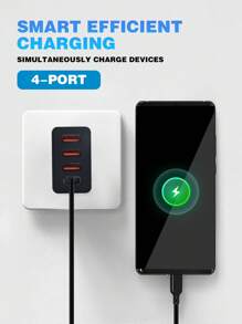 Caricatore USB a 4 porte con spina europea, adattatore di ricarica rapida a 3.1A compatibile con tutti gli smartphone, tablet, fotocamere, MP3/MP4 e altri dispositivi USB