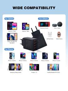 Caricatore USB a 4 porte con spina europea, adattatore di ricarica rapida a 3.1A compatibile con tutti gli smartphone, tablet, fotocamere, MP3/MP4 e altri dispositivi USB