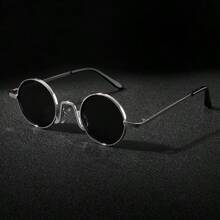 复古蒸汽朋克优雅圆形时尚眼镜，PC 镜片多种颜色，适合男士、女士、户外运动、派对、度假、旅行、驾驶、钓鱼、摄影道具 - 同款多色 - 查看 7