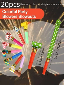 20 stuks - Feestblazer, gekleurde ruisgenerator, squawkerskwast-geluidsgenerator voor op feestjes, verjaardagsgeluidsgenerator, verjaardagshoorn en feestfluitje, geschikt voor afstudeerceremonies, feestjes, Kerstmis, Pasen en andere feesten, Kerstmis