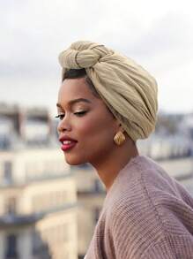 Băng đô xoắn chéo cho nữ, khăn trùm đầu kiểu châu Âu và Mỹ thắt nút, mũ xếp ly bóng, mũ ngủ mùa xuân và mùa thu. - Mũ turban thắt nút - Xem 14