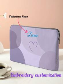 1pc Personalized Computer Sleeve, Lightweight Multifunctional Case Compatible With Ipad Tablet, 13-Inch Laptop, Stylish Protection Cover, Suitable As Gift For Family, Friends, Christmas, Teacher's Day, Valentine's Day, Birthday - Purple - View 1