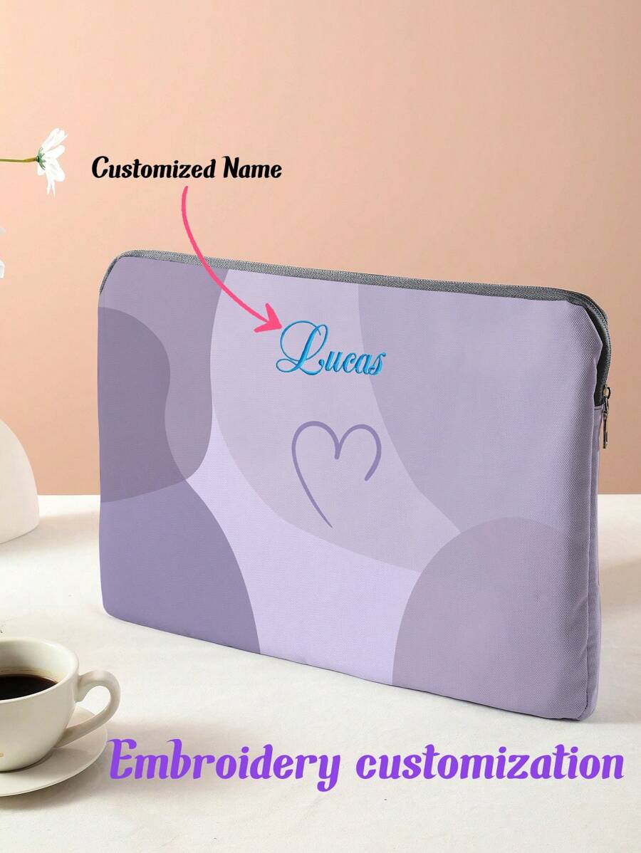 1pc Personalized Computer Sleeve, Lightweight Multifunctional Case Compatible With Ipad Tablet, 13-Inch Laptop, Stylish Protection Cover, Suitable As Gift For Family, Friends, Christmas, Teacher's Day, Valentine's Day, Birthday - Purple - View 1