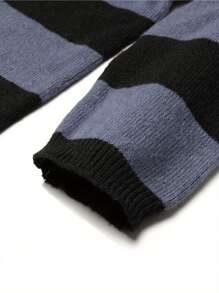 Men's Striped Knit Sweater, Black And Brown Horizontal Stripe Pullover, Casual Long Sleeve Sweater For Fall And Winter, Soft And Comfortable Knit Sweater For Men, Classic Striped Pattern Sweater, Stylish Casual Sweater For Everyday Wear, Warm And Cozy Pullover For Cold Weather, Men's Comfortable Sweater With Ribbed Cuffs And Hem, Premium Knitwear For Casual Outings, Lightweight And Versatile Knit Sweater For Layering, Easy To Pair Men's Sweater With Jeans Or Casual Pants - 淺藍色 - 查看 6