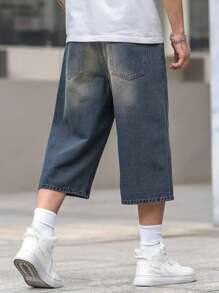 男士宽松阔腿休闲牛仔百慕大短裤