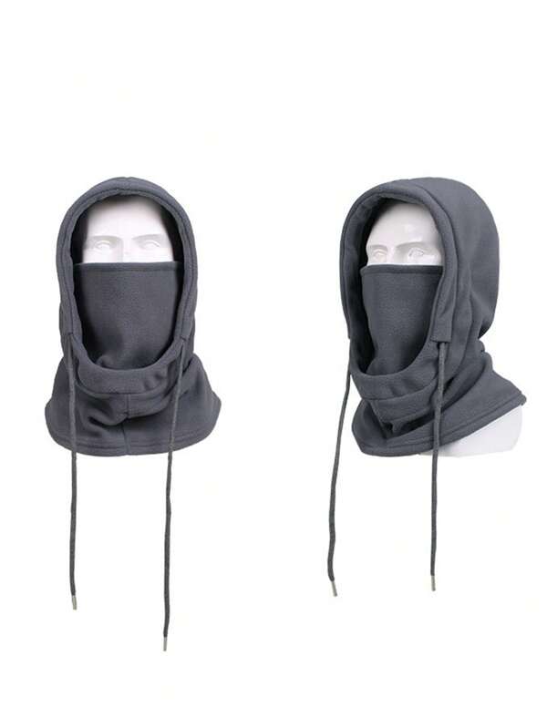1pc Men Grey Warm Headwear, Winter Warm Balaclava Face Mask Neck Warmer Windproof Thermal Fleece Ski Hood For Men