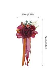 2pcs Wedding Aisle Decorations Pew Flowers Silk Rose Chair Back Flowers With Ribbons Chairs Back Pew Flowers Arrangement For Wedding Ceremony Reception Decor Artificial Rose Flower Chair Decoration Celebration Fake Flower Props For Wedding Party Party Photography Party Favors Room Decor Bride