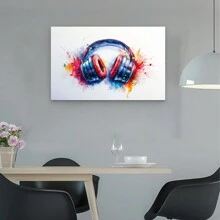 Graffiti Headphone Art Poster, Colorful Headphone Design, Music Theme Canvas Art, For Home, Bedroom, And Game Room