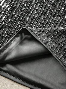 亮片 V 领背心，优雅无袖背心，适合春夏季 - 黑色 - 查看 4