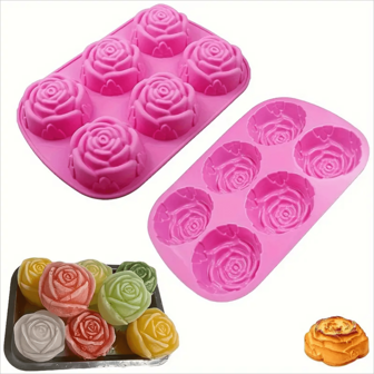 1pc Silicone Soap Mold Suitable For Handmade Soap, Candle, Aromatherapy Crafts, Includes Rose, Heart, Oval Shapes, Multipurpose Baking Tool, Suitable As Christmas And Valentine's Day Gifts Valentine's Day Valentines Valentine's Day Decor Valentine's Day Valentine Valentines Day Valentines Gifts
