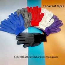 1 paire / 2 pièces - 12 paires / 24 pièces Set combinaison aléatoire Gants de jardinage en nylon 13 gauge à points anti-dérapants, escalade, conduite, emballage, gants de travail respirants, revêtement à points résistant à l'usure, gants de travail fins unisexes, gants polyvalents en nylon à coquille anti-dérapante