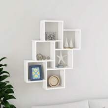 White Wall Cube Shelf 75x93 Cm Modern Engineered Wood Storage Display Unit - White - View 1