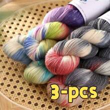 3 Skeins MOMOCIAGA Handmade Dyed Yarn, Ombre & Shadow Effect Yarn, 270m/885ft, 100g, Suitable For Knitting Scarves, Blankets, Sweaters, Hats, Gloves, Socks