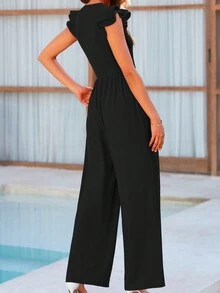 ii Summer Jumpsuits For Women Dressy Casual Ruffle Cap Sleeves Romper - Black - View 3