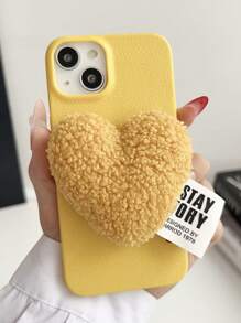 Flauschige Kunstlammwoll Herz Design Handyhülle kompatibel mit Apple Handy, Winter - Rot - Übersicht 7