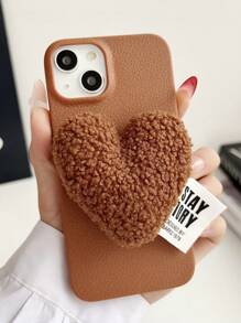 Flauschige Kunstlammwoll Herz Design Handyhülle kompatibel mit Apple Handy, Winter - Rot - Übersicht 8